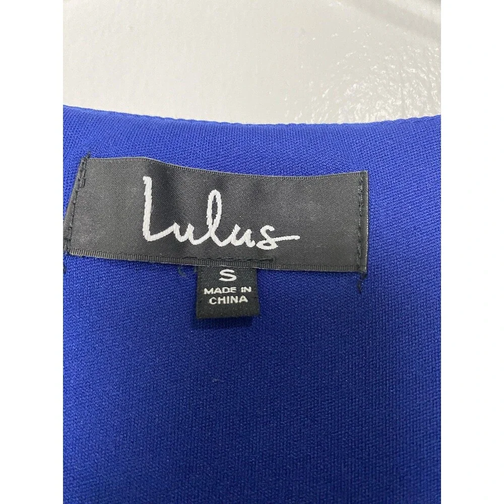 Lulus Tunic Dress Size S Blue Floral Slit Long Sleeves Chiffon Mini Office Party - Picture 9 of 14